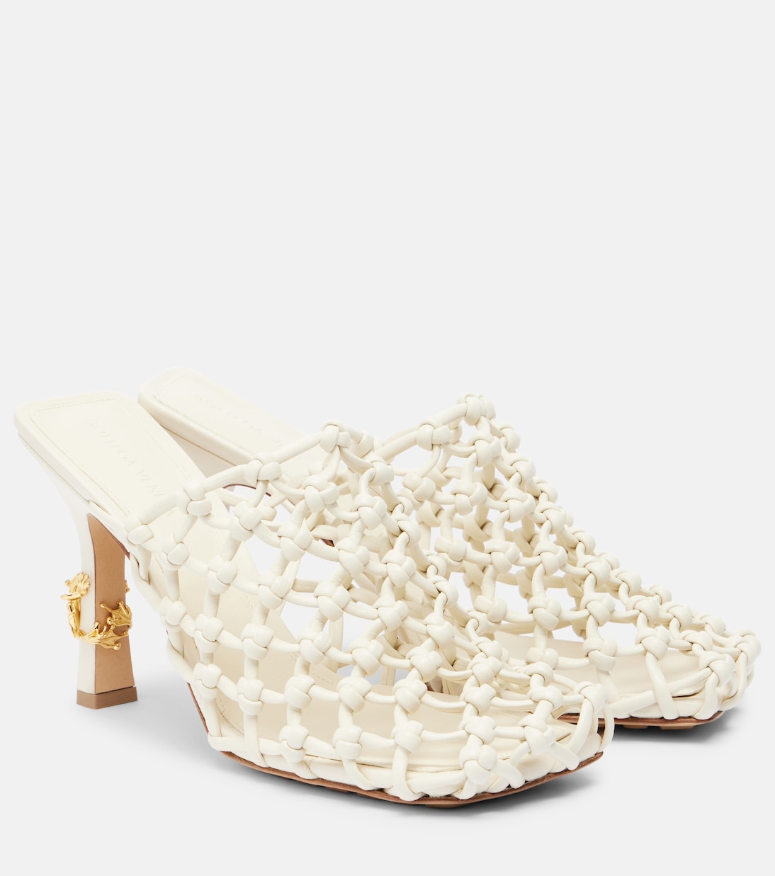 Мюли Riva 90 из плетеной кожи Bottega Veneta, белый