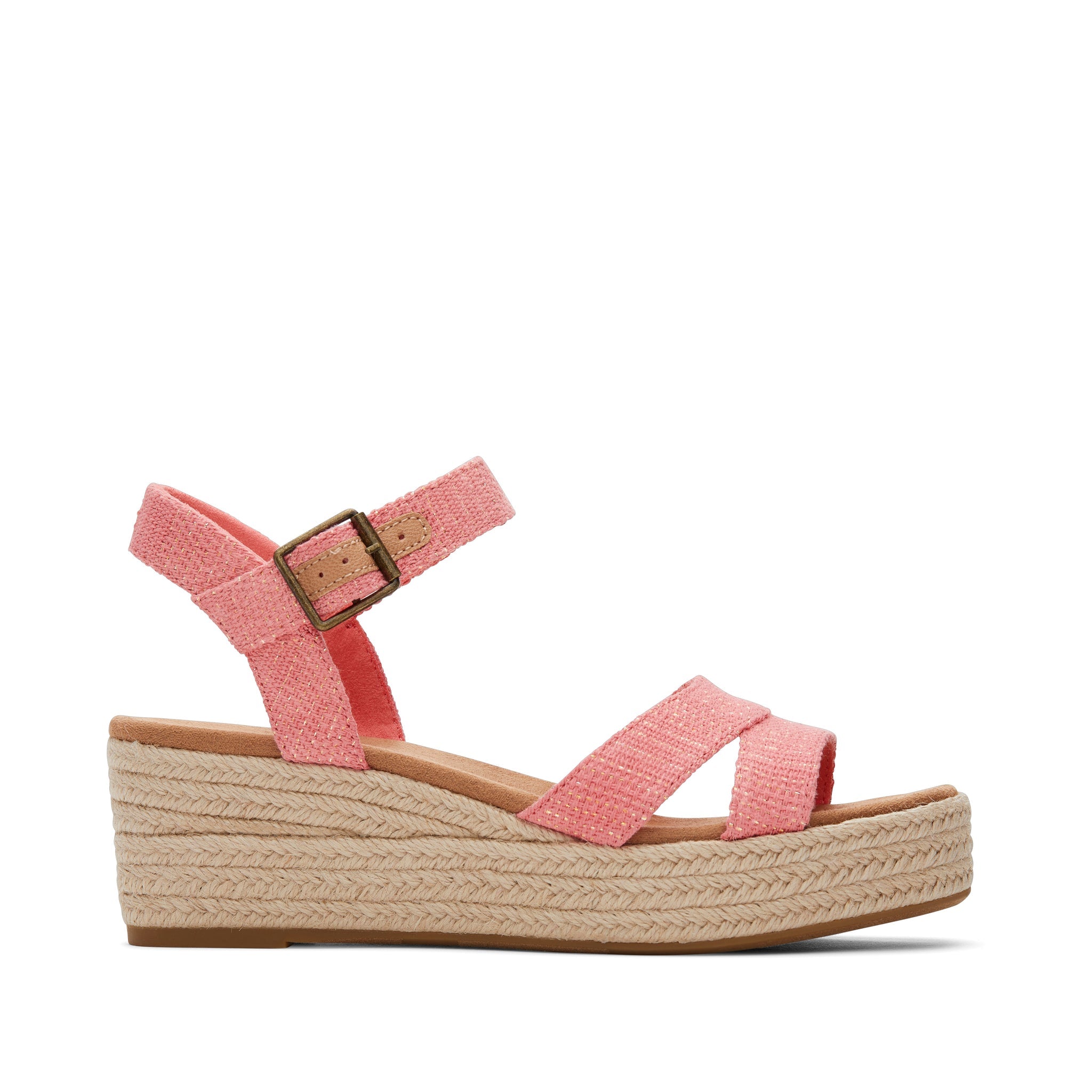 Audrey Pink Metallic Wedge Sandal TOMS Shoes