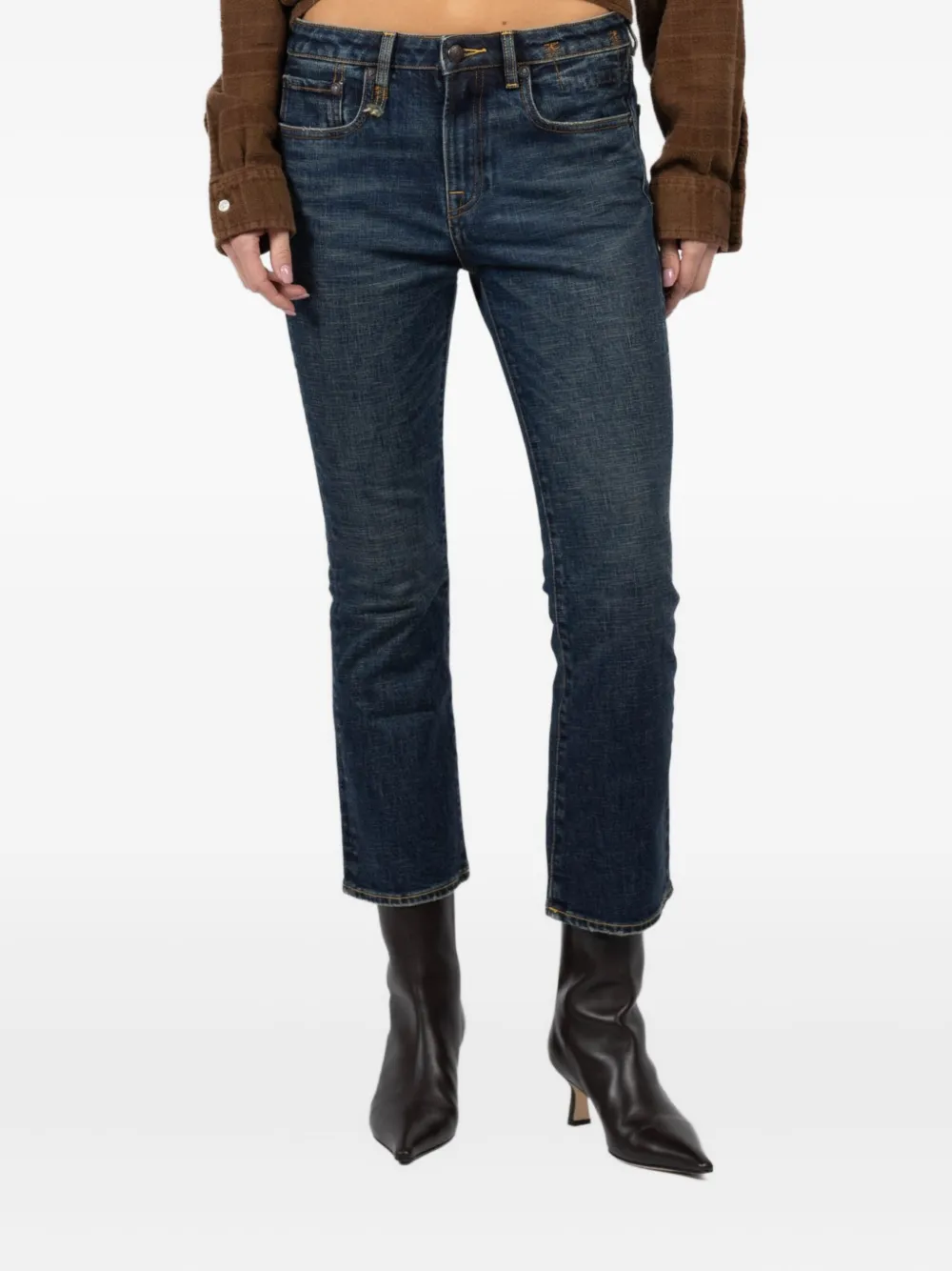 

Джинсы из хлопка с эффектом выцветания R13, синий