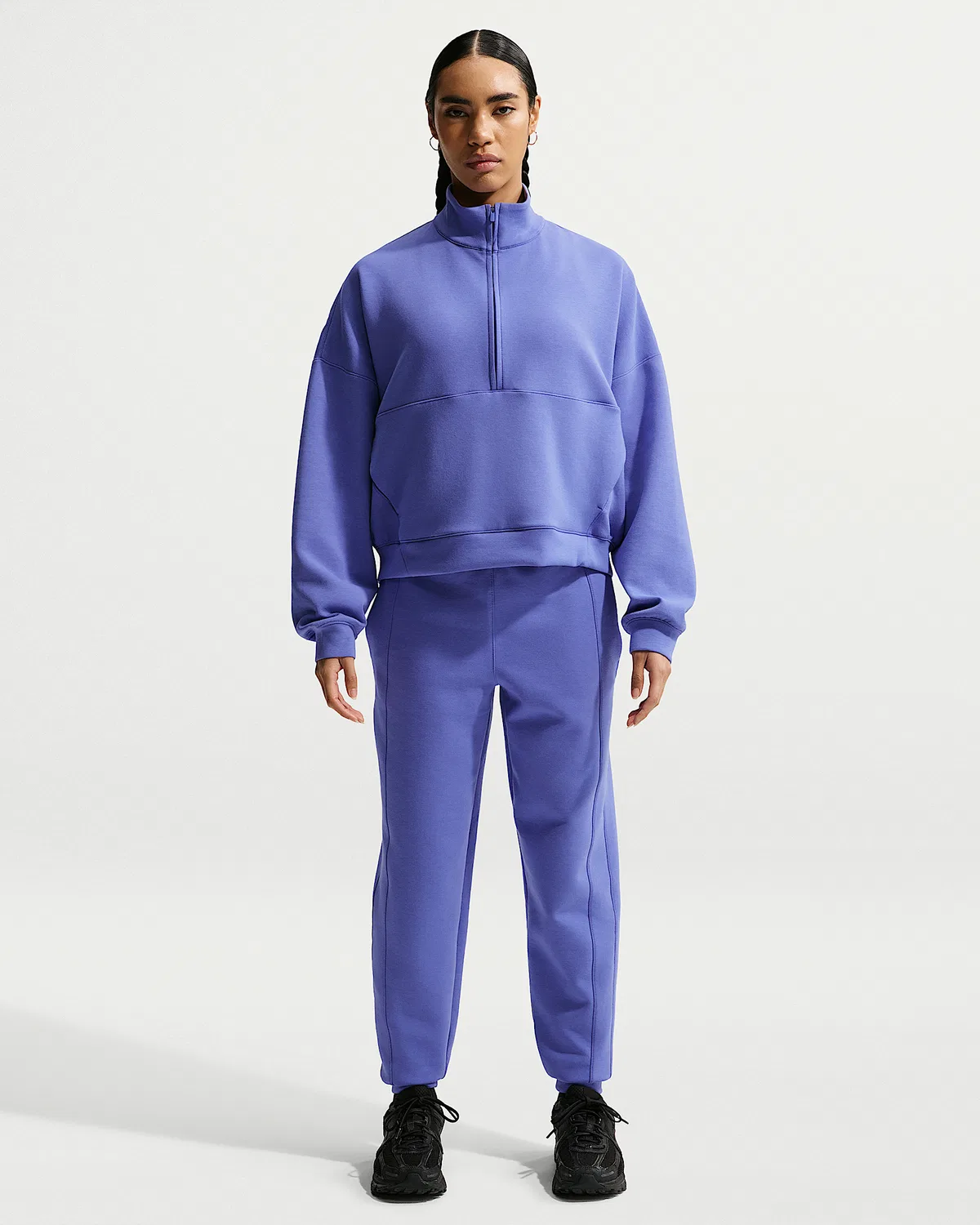 Женская футболка Nike 24.7 ImpossiblySoft Dri-FIT Oversized 1/2-Zip, Sapphire/Deep Night — фото 4
