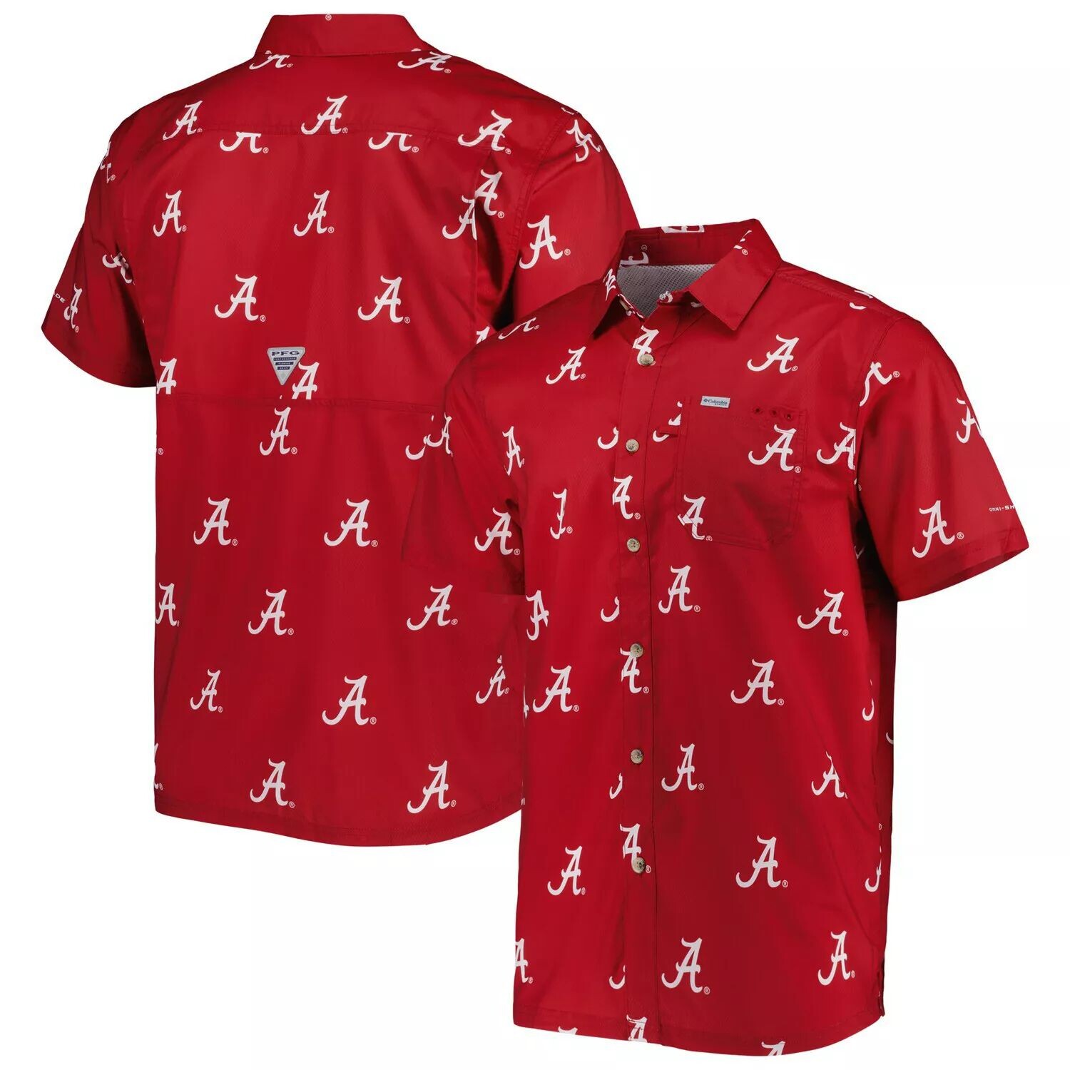 

Мужская рубашка на пуговицах Columbia Crimson Alabama Crimson Tide Super Slack Tide Omni-Shade Team