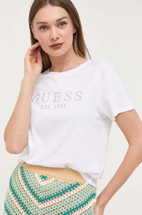 

Хлопковая футболка Guess, белый