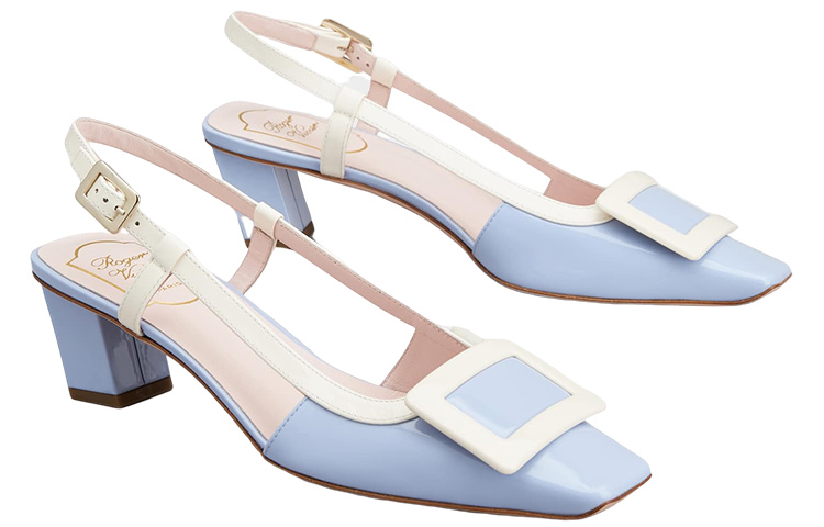 Бель Вивье Блок Хилл Высокие Каблуки Женские Светло-Голубые Roger Vivier — фото 3
