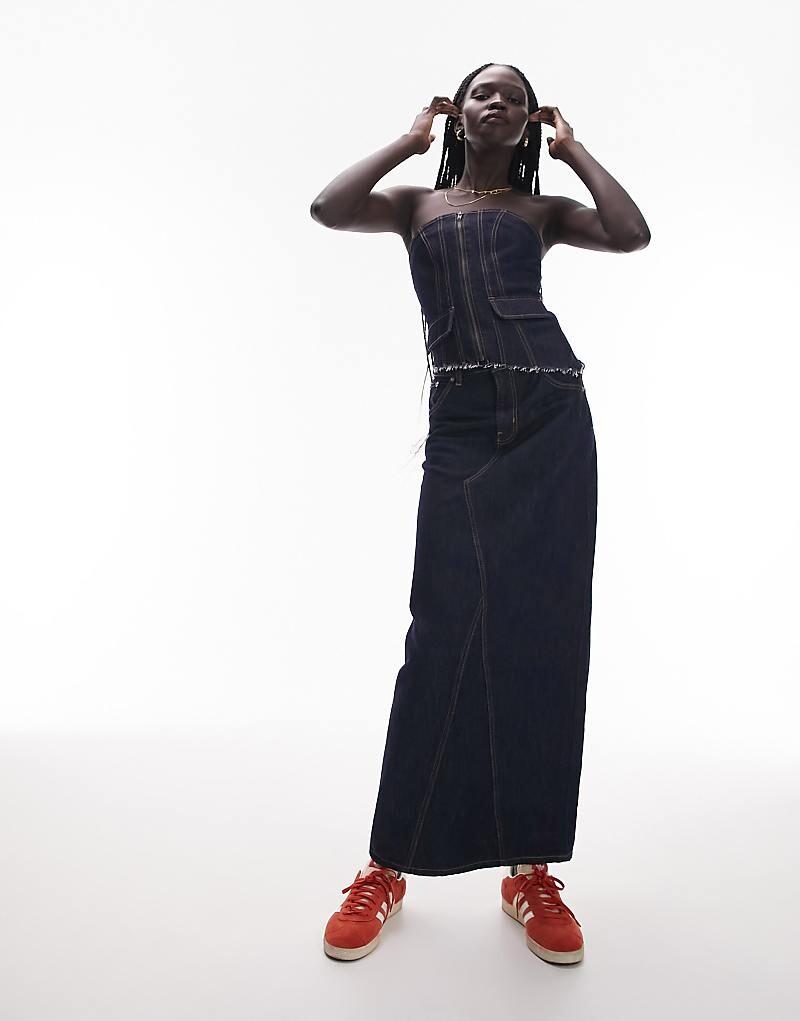 

Юбка-колонна из необработанного денима Topshop