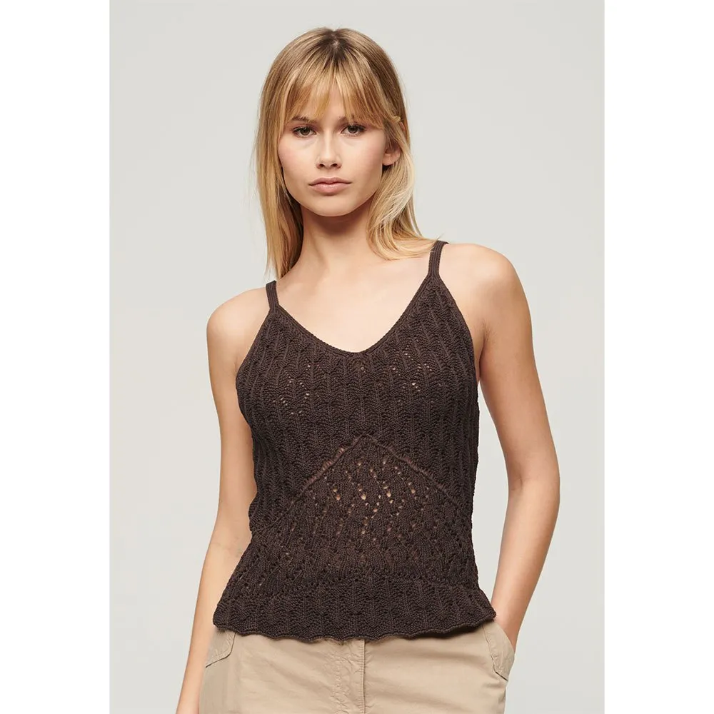 

Футболка Superdry Crochet Cami, коричневый