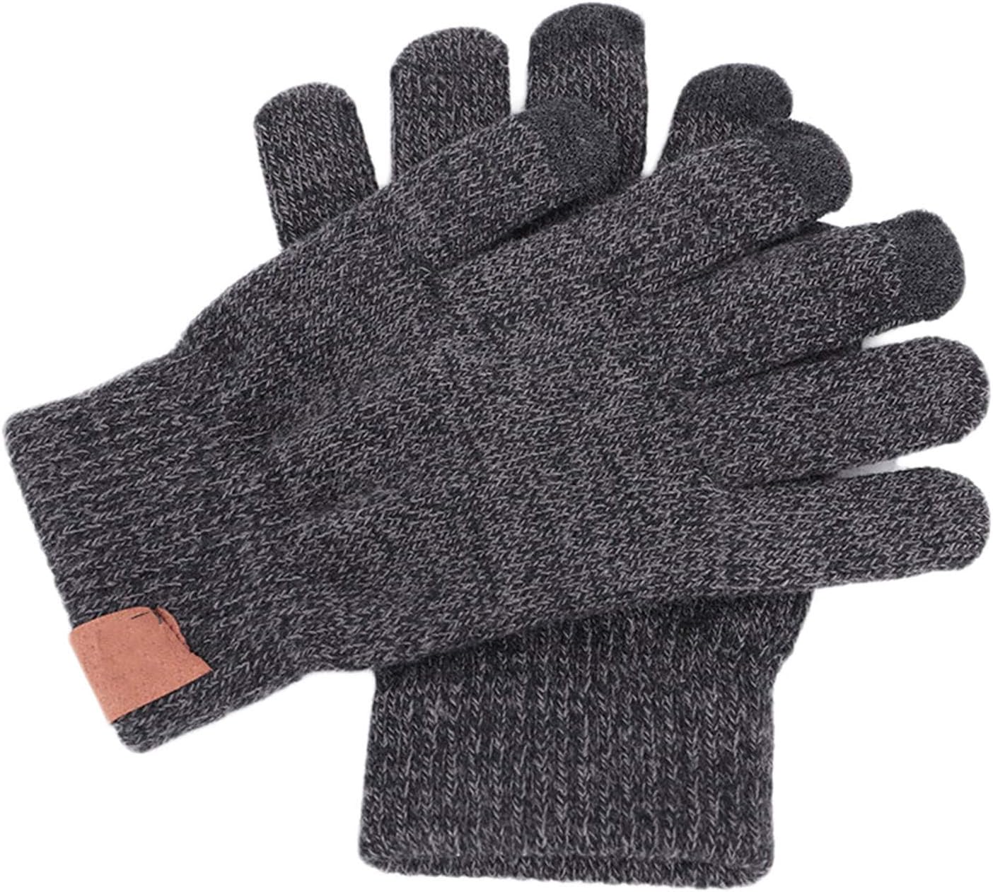 

Зимние трикотажные перчатки для сенсорных экранов, противоскользящие перчатки для сенсорных экранов для мужчин и женщин, термостойкие мягкие трикотажные эластичные перчатки Generic, Dark Gray