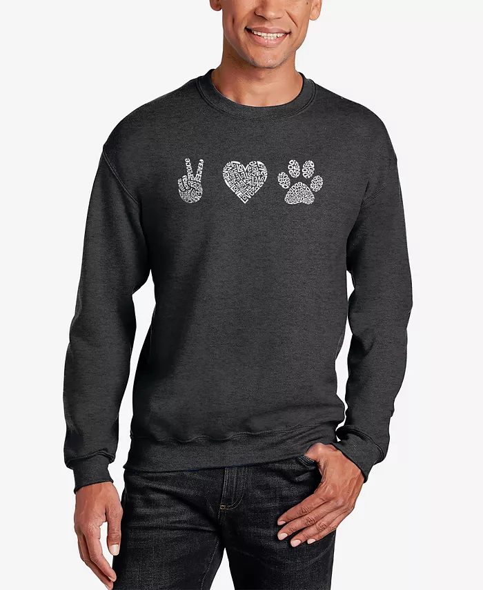 

Мужской свитшот с круглым вырезом и принтом "Peace Love Dogs" LA Pop Art, серый