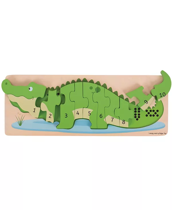 Пазл с числами «Крокодил», 10 деталей Bigjigs Toys, multi — фото 2