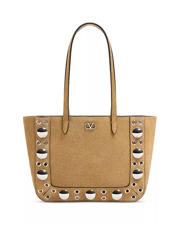 

Замшевая сумка-тоут Nellcôte mini с логотипом Valentino Garavani, бежевый