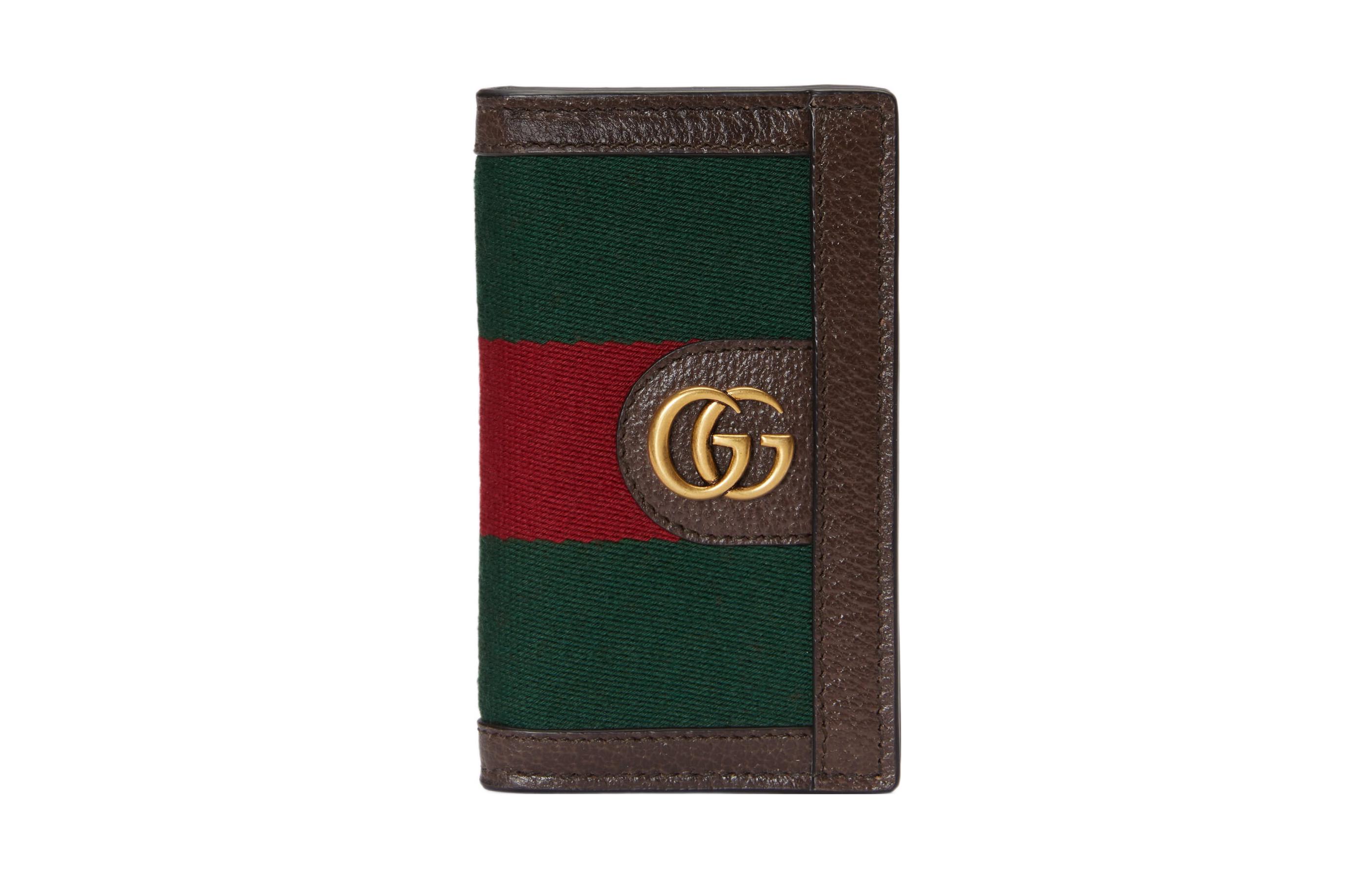 

GUCCI Холст с кожаным кошельком мужской коричневый/зеленый/красный