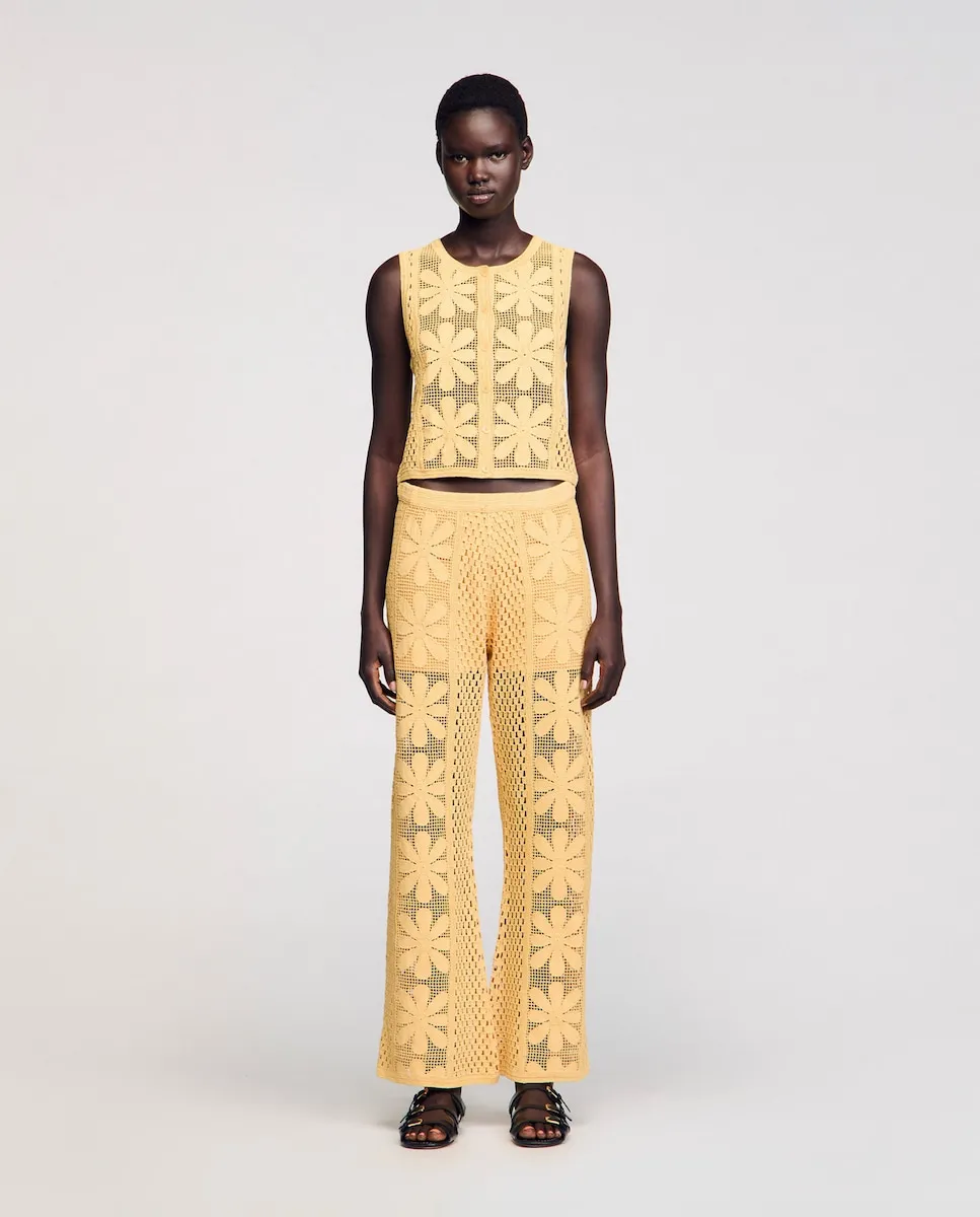 

Прямые женские брюки крючком Sandro, желтый