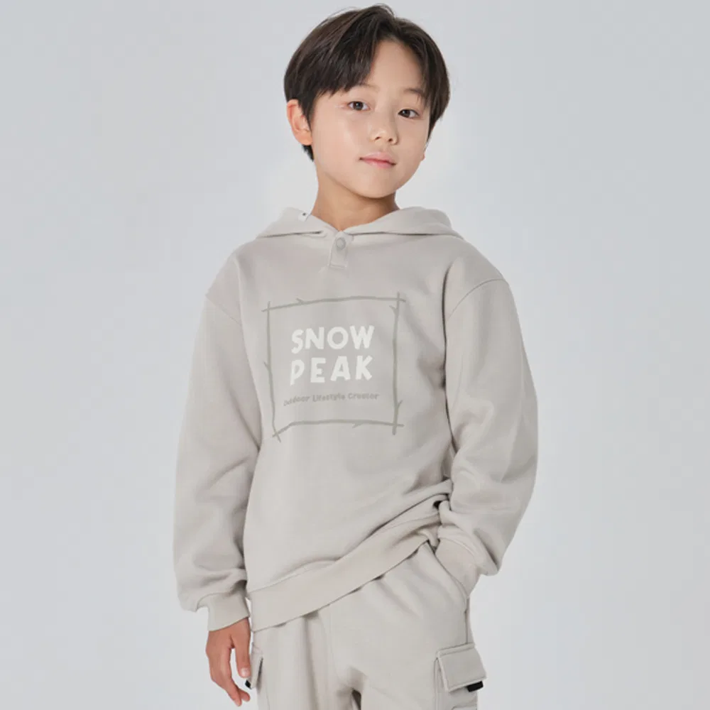 Детская флисовая худи Land Kids, светло-бежевая, от Snowpeak Apparel Kids