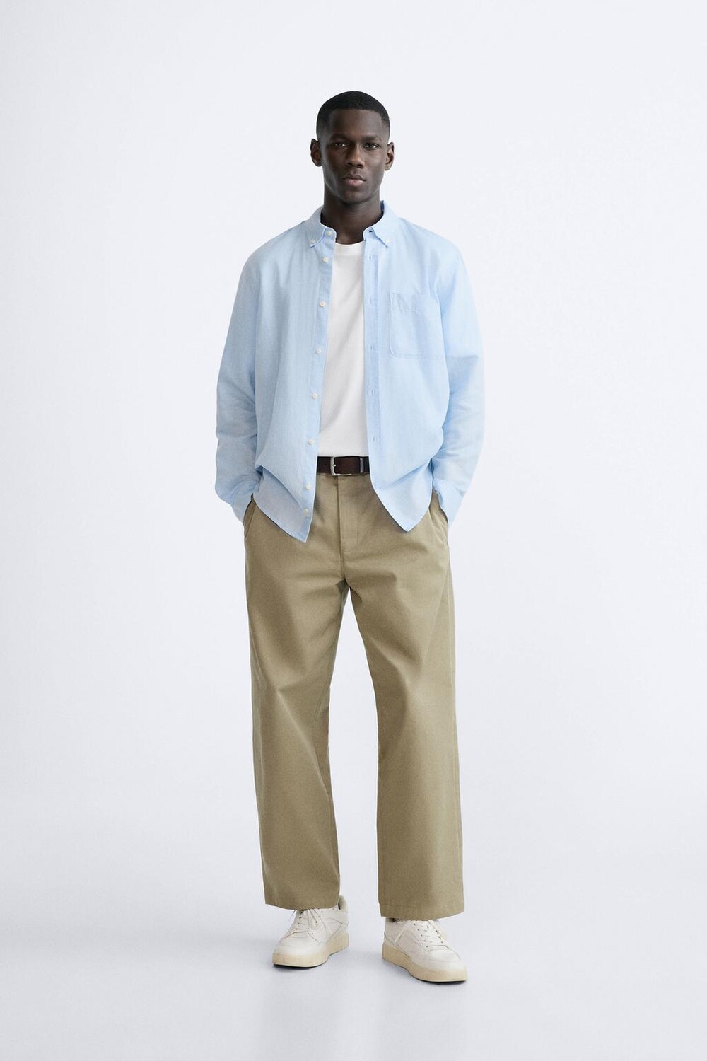 

Хлопок - льняная рубашка ZARA, голубое небо