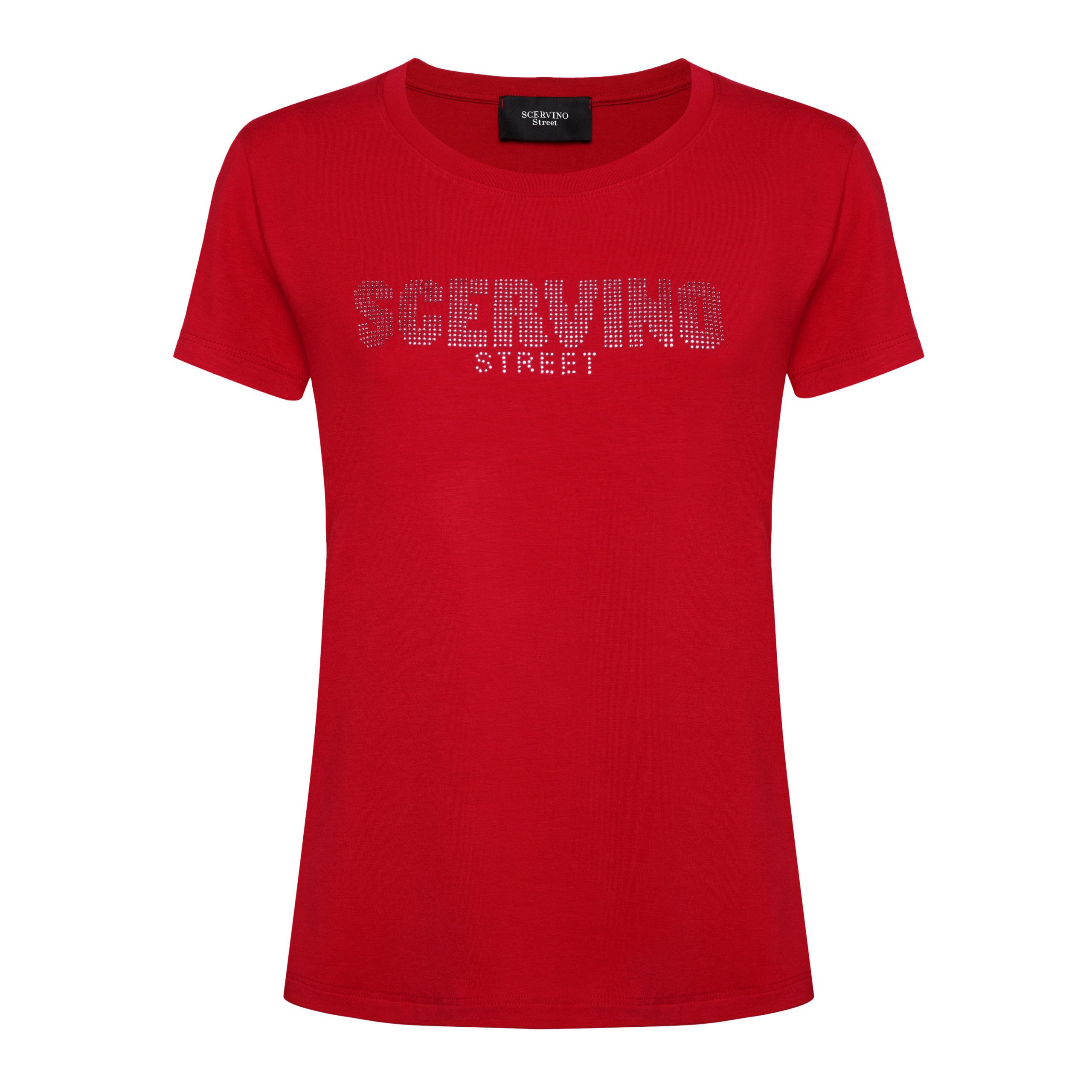 

Красная хлопковая футболка с блестящим логотипом Ermanno Scervino
