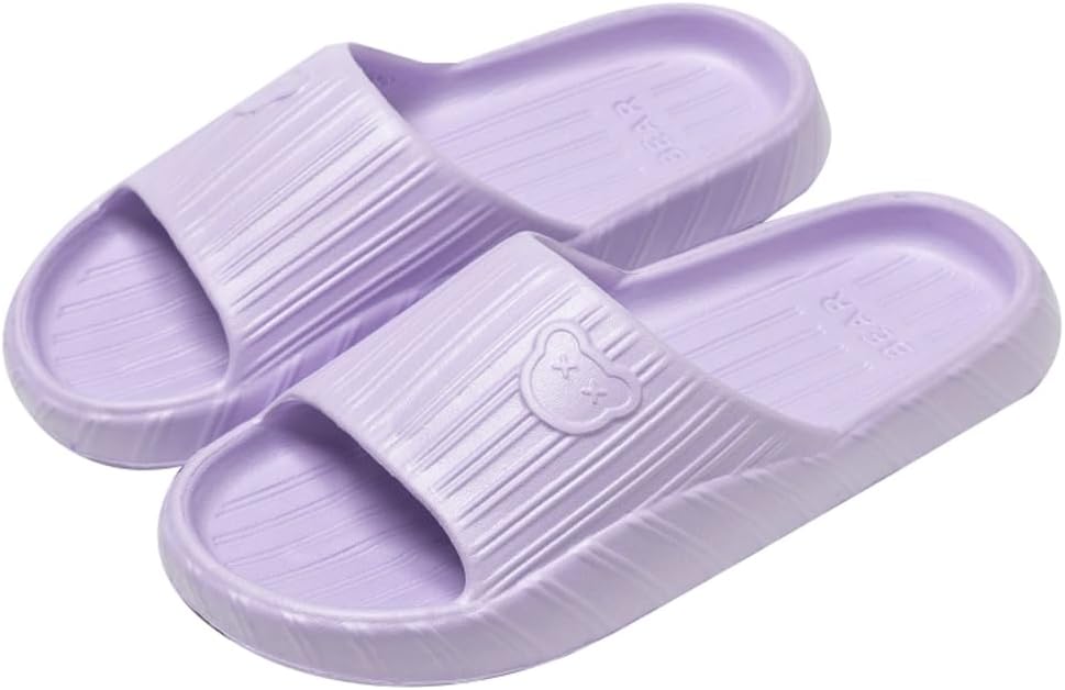 

Летние домашние тапочки для женщин и мужчин, милые шлепанцы для дома, душевые сандалии с мягкой подошвой, противоскользящие, быстро сохнущие, для ванной и улицы Rungion, пурпурный