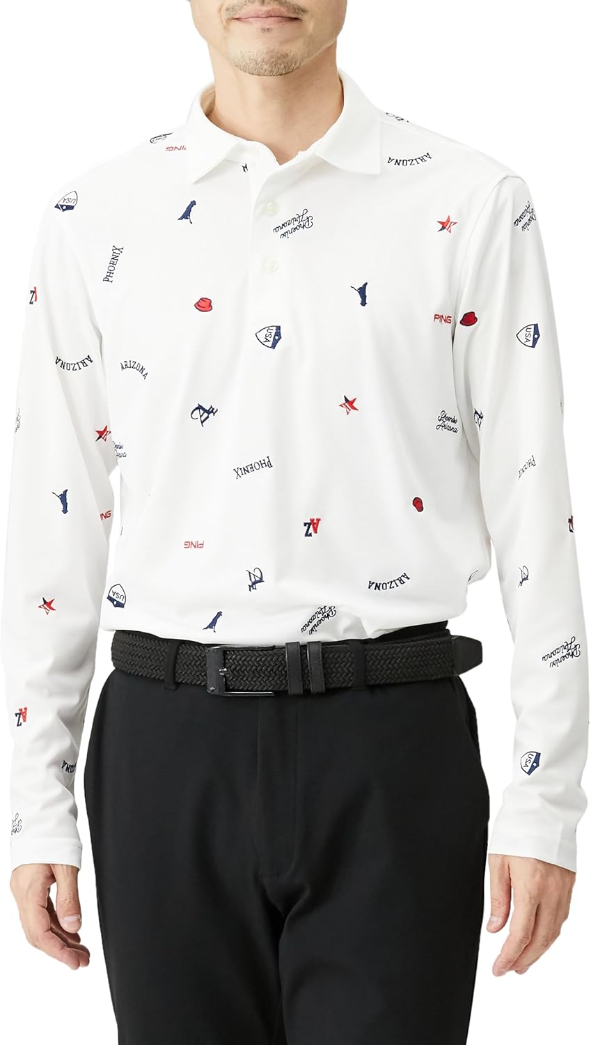 

Мужская рубашка-поло с длинным рукавом (Space Master UV: влагоотводящая, быстросохнущая, с защитой от УФ-излучения) / Для гольфа / 621-4161103 Ping Apparel, белый