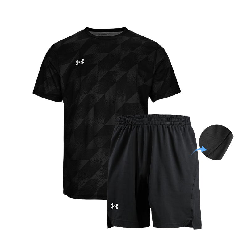 

Спортивный костюм быстросохнущий с влагоотведением унисекс топ+шорты Under Armour, черный