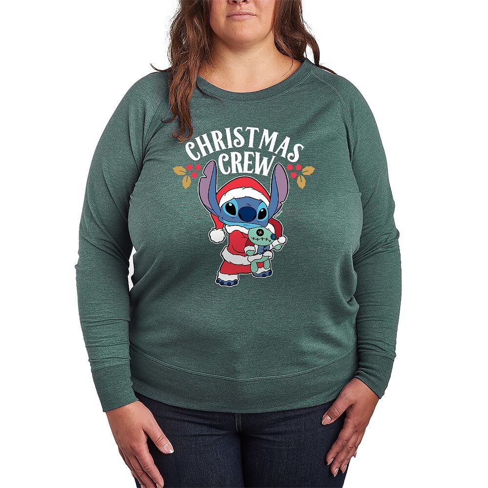 

Легкий свитшот из френч терри Disney's Lilo & Stitch Plus Size Christmas Crew, цвет Heather Green