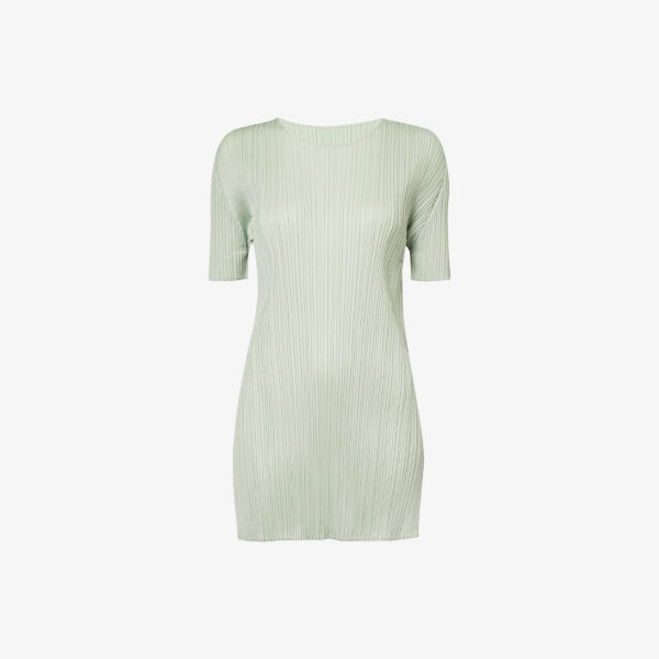 

Ежемесячный июньский вязаный топ с круглым вырезом Pleats Please Issey Miyake, зеленый