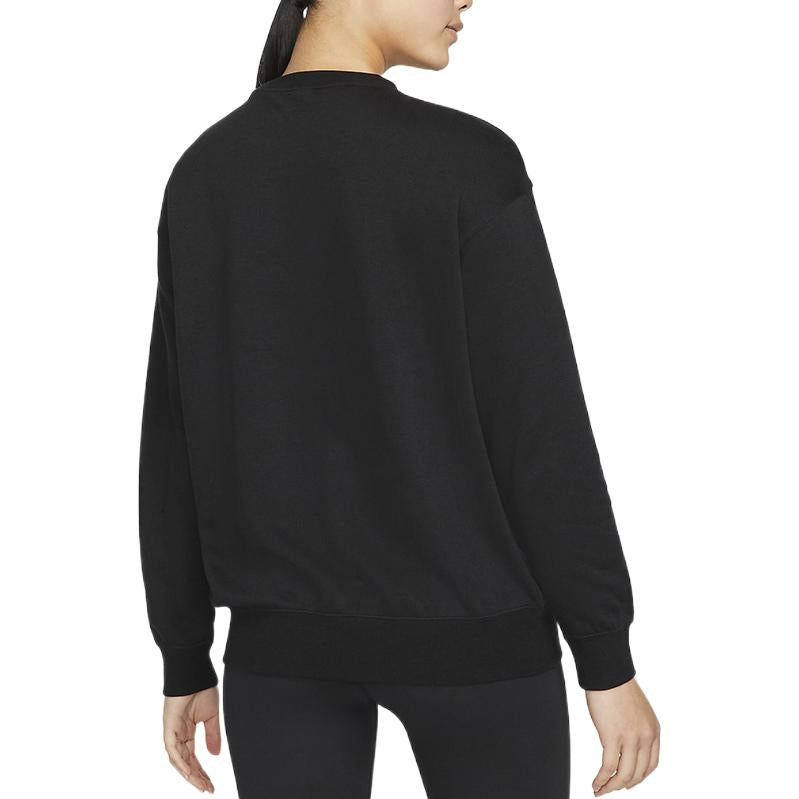 Худи (WMNS) Nike Flowers Logo Printing Round Neck Fleece Lined Long Sleeves Pullover Black Hoodie — фото 3