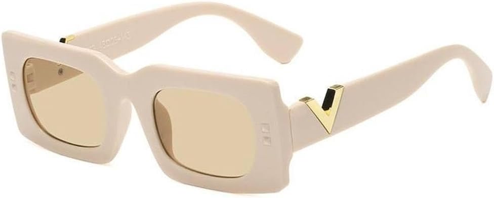 

Популярные квадратные солнцезащитные очки для женщин 2027 года, винтажные белые, маленькие прямоугольные, для путешествий, с защитой от УФ-излучения UV400 MTZJH, Beige Champagne