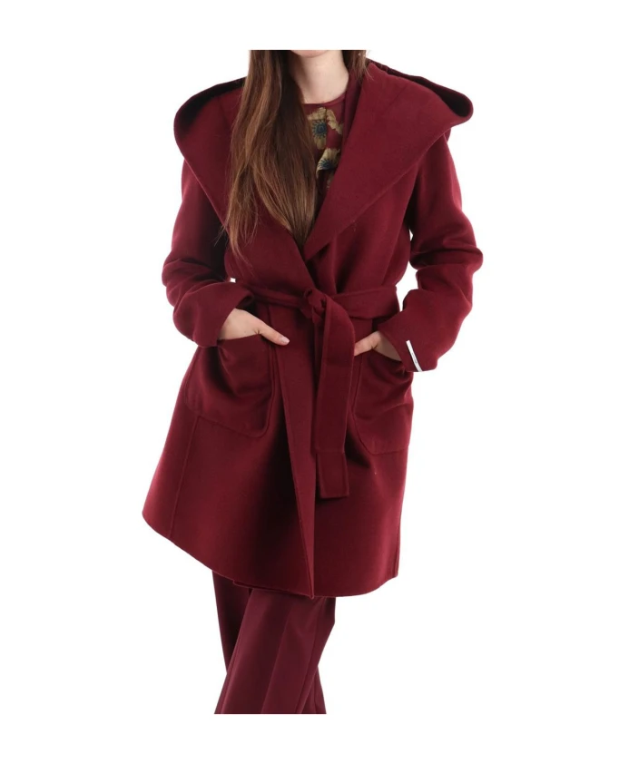 

Бордовое пальто-облатное с капюшоном Marella, красный