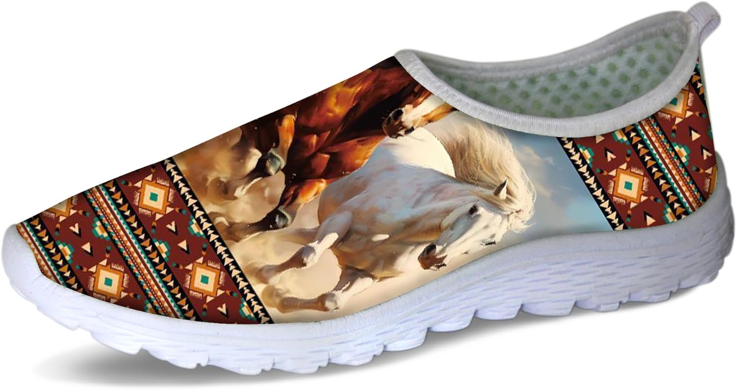 

Кроссовки Forchrinse Panda для женщин и мужчин Go Walk Slip-on для бега и ходьбы, Native Navajo Running Horse