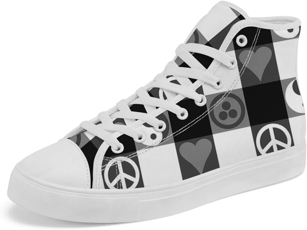 

Кеды Peace высокие мужские и женские, клетчатые, на шнуровке, повседневные, для мужчин и женщин Chebing, белый