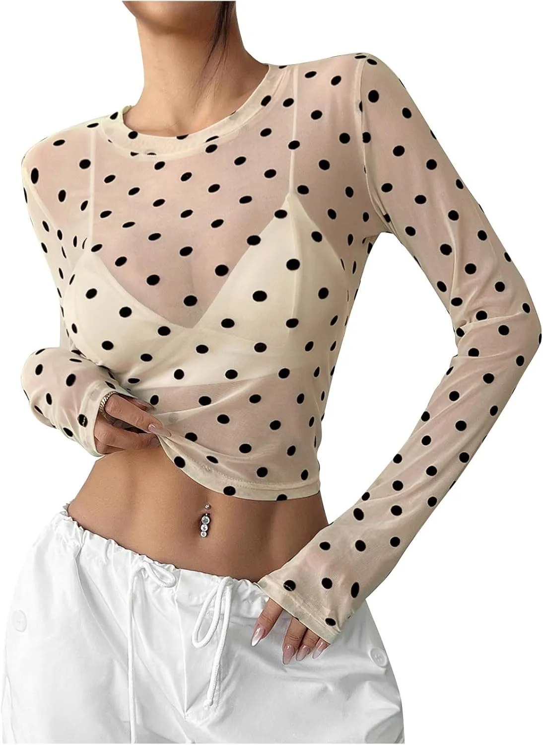 

Женский топ Sheer Mesh с цветочным кружевом и воротником Mock Neck Uillui