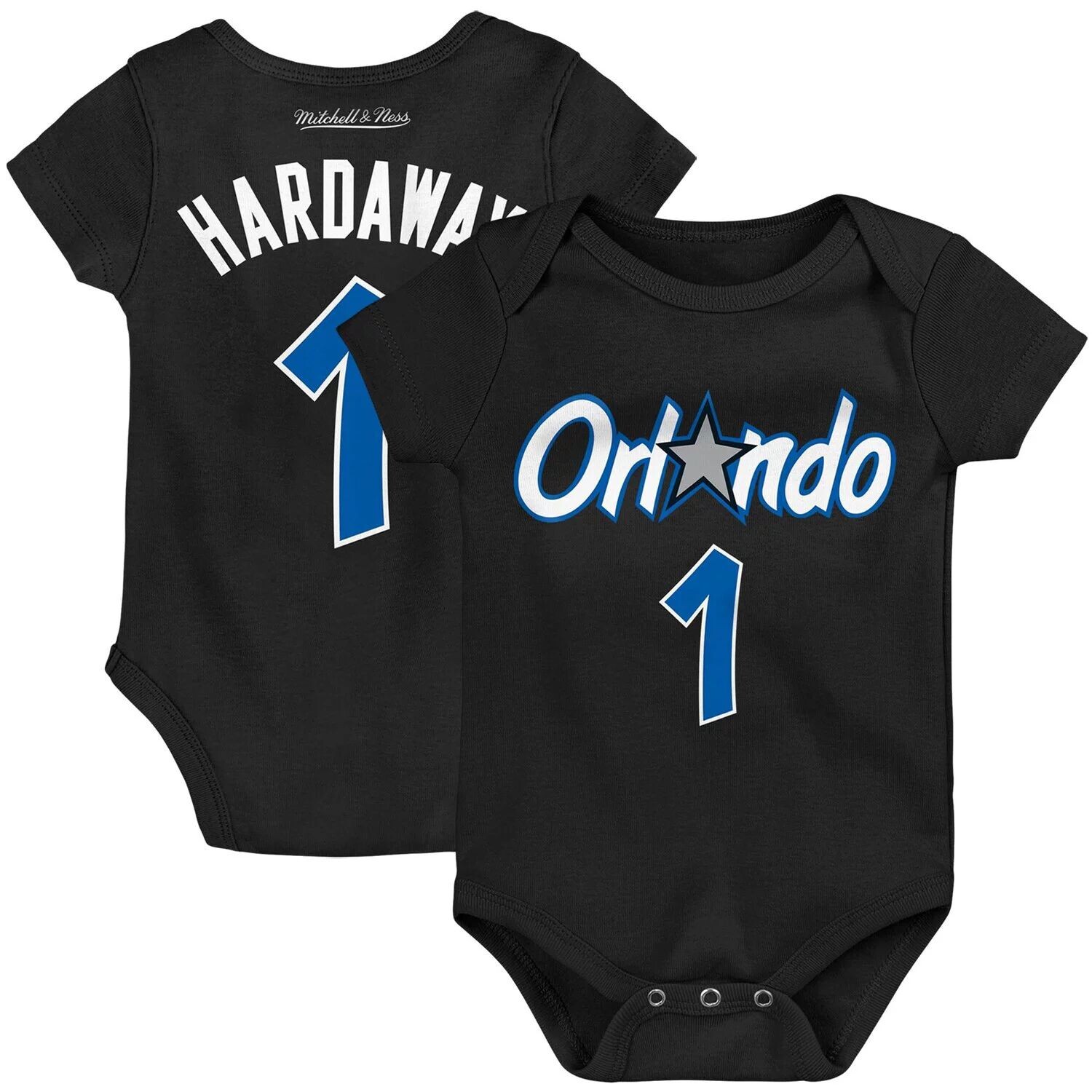 

Боди Infant Mitchell & Ness Penny Hardaway Black Orlando Magic из твердой древесины, классическое боди с именем и номером Unbranded