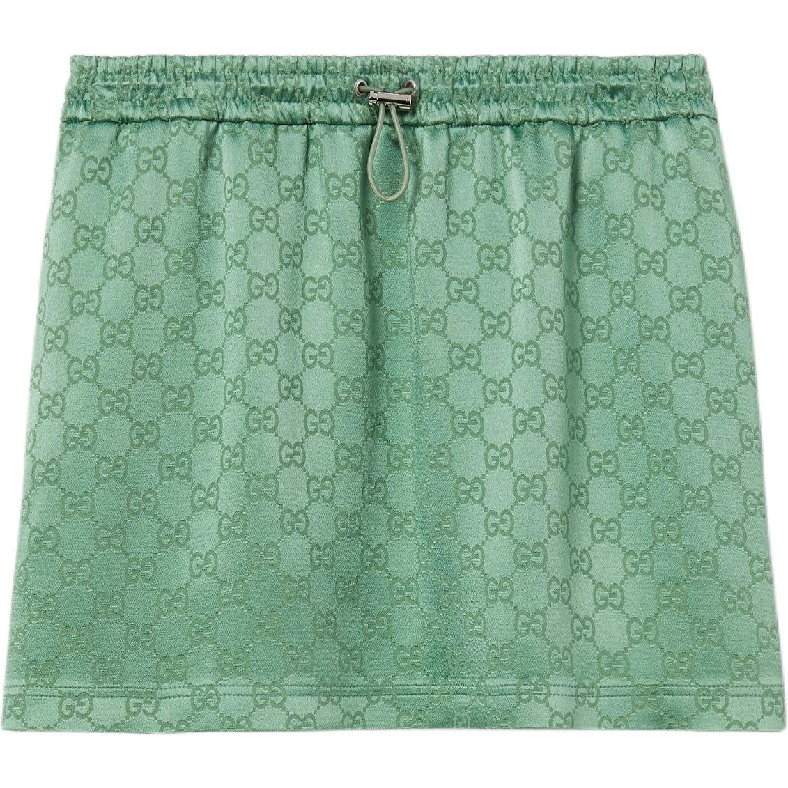 Мини-юбка GUCCI Сатиновая, с принтом GG, зеленый — фото 3