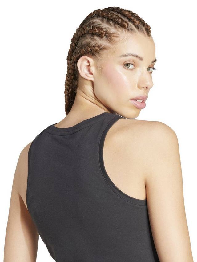 Женская тонкая хлопчатобумажная майка essentials linear adidas, черный/белый — фото 3