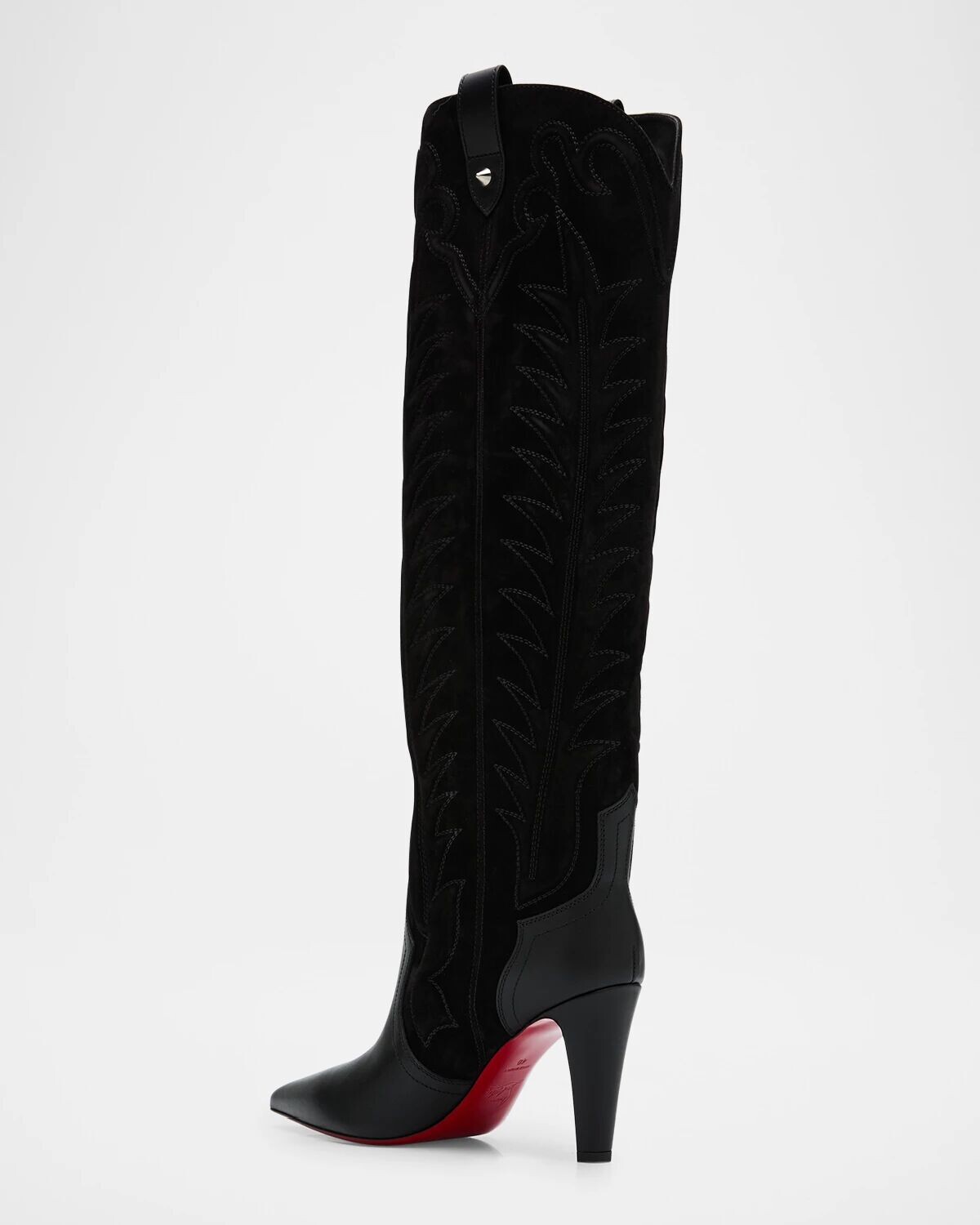 Сапоги Santia Botta из смешанной кожи на красной подошве Christian Louboutin, черный — фото 4