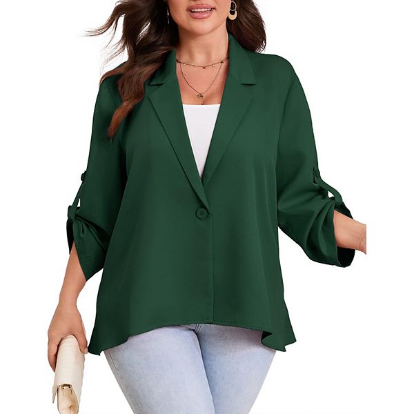

Женский блейзер plus size с длинным рукавом и открытым передом Xuba, Dark Green