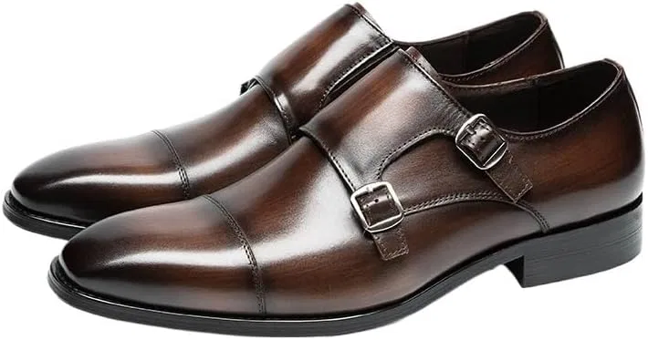Лоферы кожаные ортопедические мужские на невысоком каблуке, Brown UOPYNE