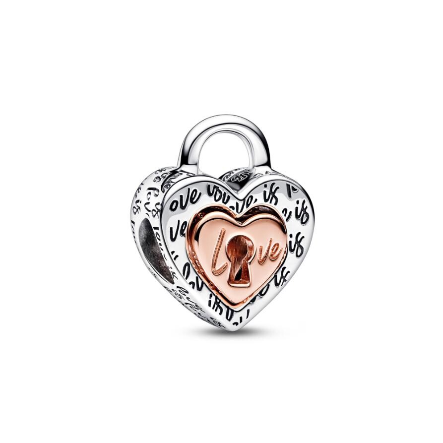 

Шарм Pandora Two-tone Padlock Splittable Heart Charm, стерлинговое серебро