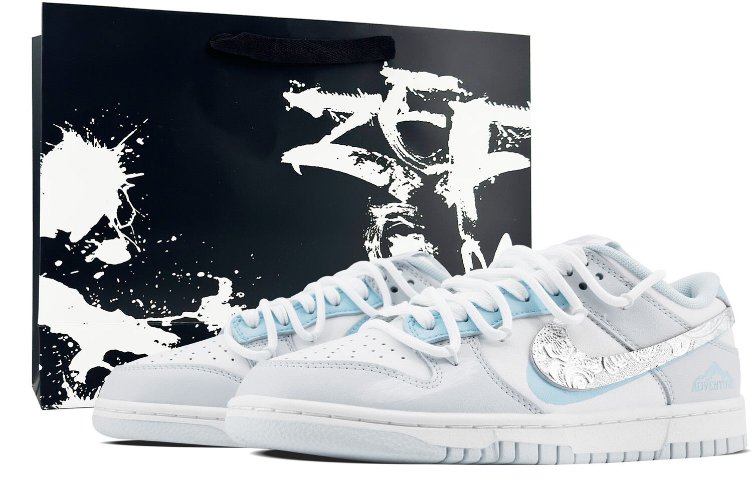 

Кроссовки Nike Dunk Skateboarding Shoes Unisex Low-top Ice Blue/white, серый