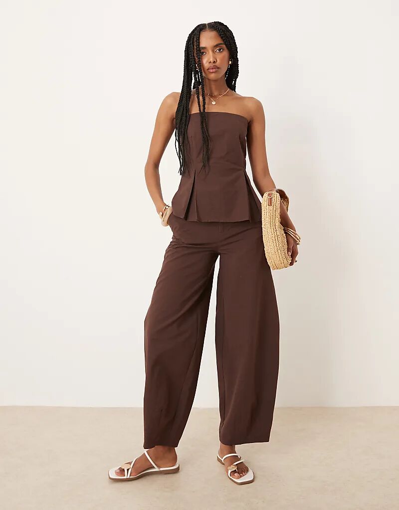 

Брюки-бочонки из льняной смеси ASOS DESIGN шоколадного цвета