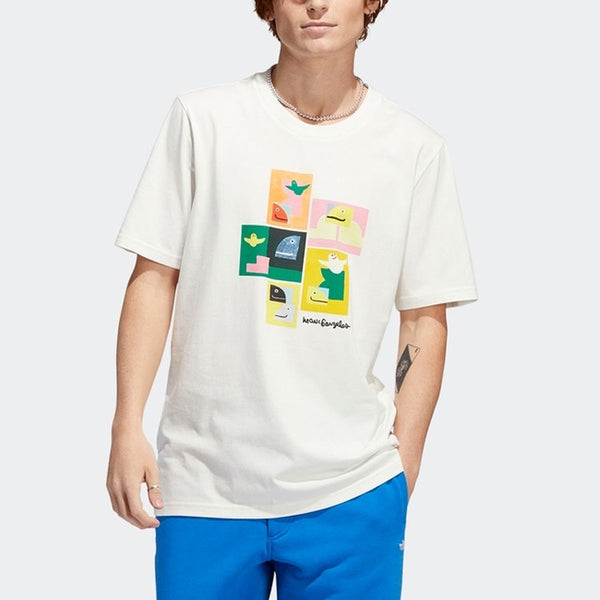 Футболка men's ss22 pattern printing round neck short sleeve white t-shirt Adidas, мультиколор — фото 3