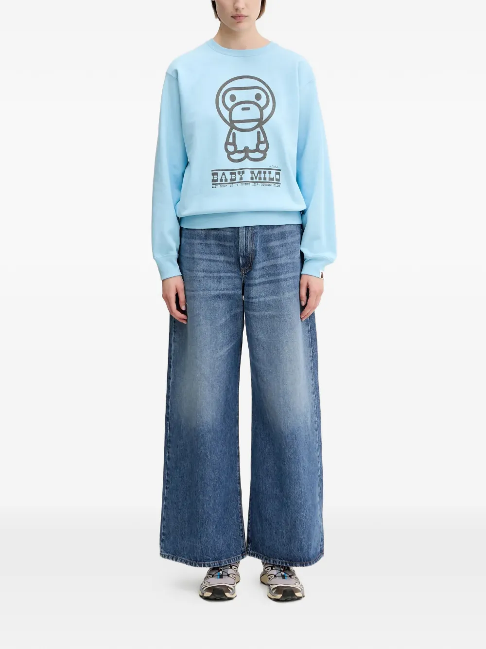 Свитшот с объемным принтом и круглым вырезом Baby Milo A Bathing Ape, синий — фото 2