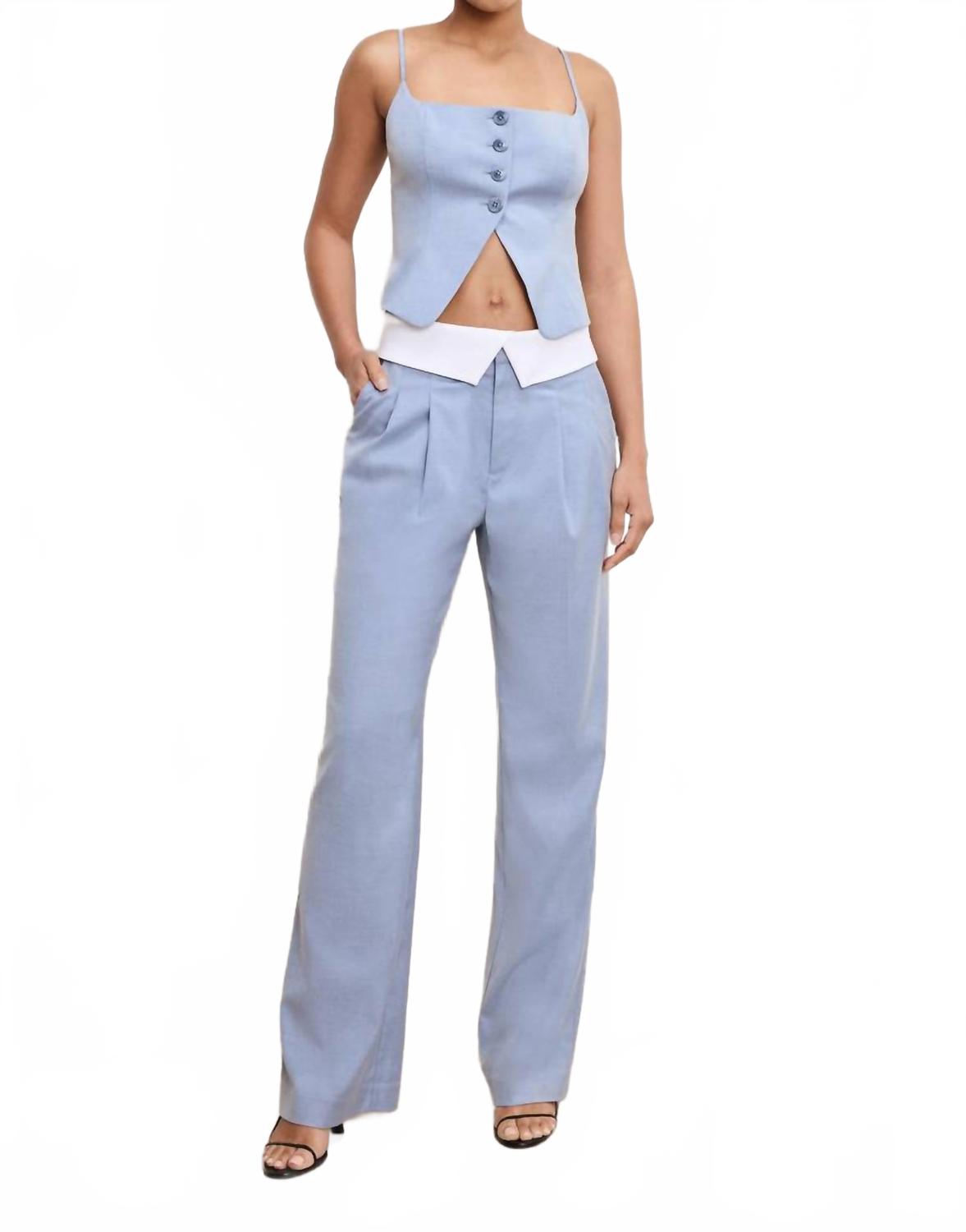 

Брюки со складкой из твила в синюю клетку 001 GOOD AMERICAN