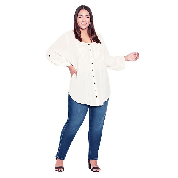 

Женские джинсы-скинни plus size petite butter denim Avenue, Mid Wash