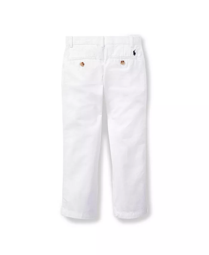 Брюки прямого кроя из твила для малышей и мальчиков Polo Ralph Lauren, белый — фото 2
