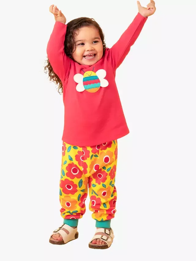 Детская хлопковая блузка Caris с аппликацией, цвет ревень/пчела Frugi — фото 3