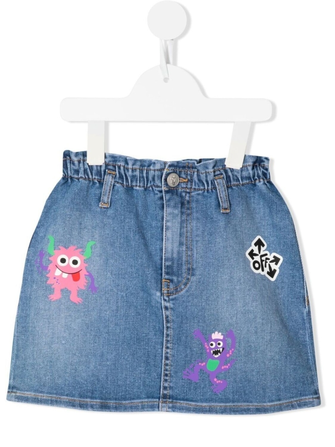 

Off-White Kids джинсовая юбка с принтом Monster, синий