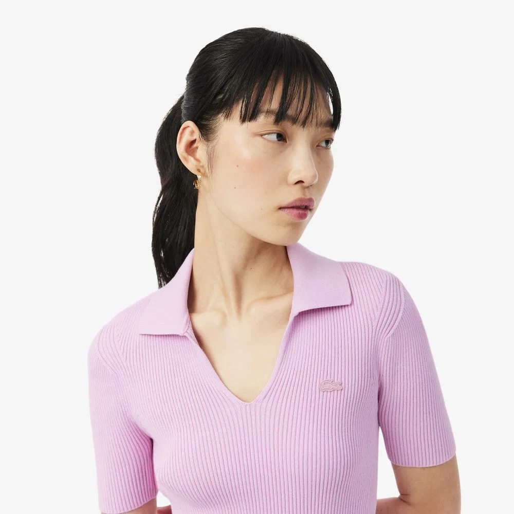 Свитер Lacoste с 3D-рубчиком, розовый — фото 2