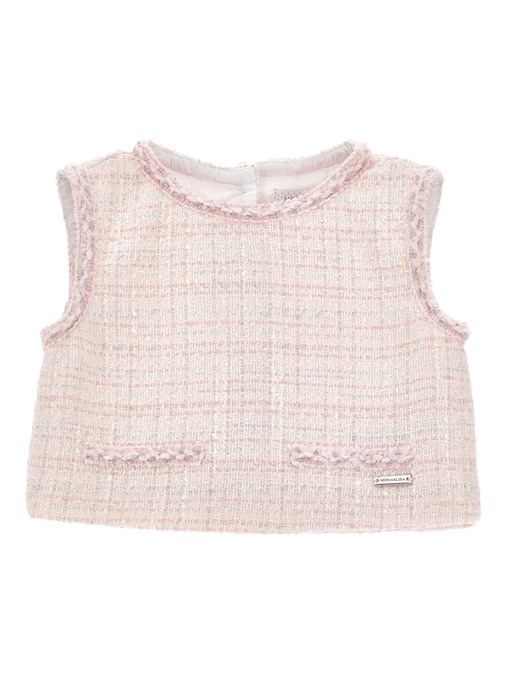 

Твидовый топ с нагрудным карманом Monnalisa, розовый