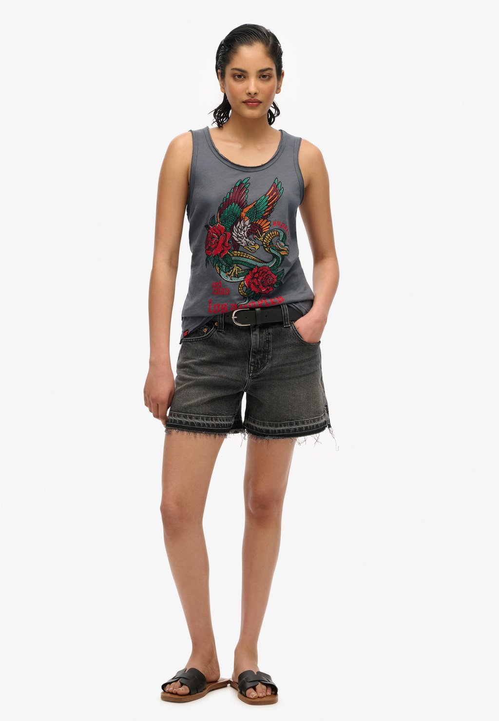 Топ NEO TRAD TATTOO SCOOP NECK TANK Superdry, черный — фото 2