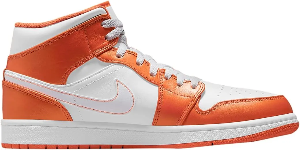 Мужские кроссовки Jordan Air 1 Mid Hi-Top Nike, белый/черный/оранжевый — фото 3