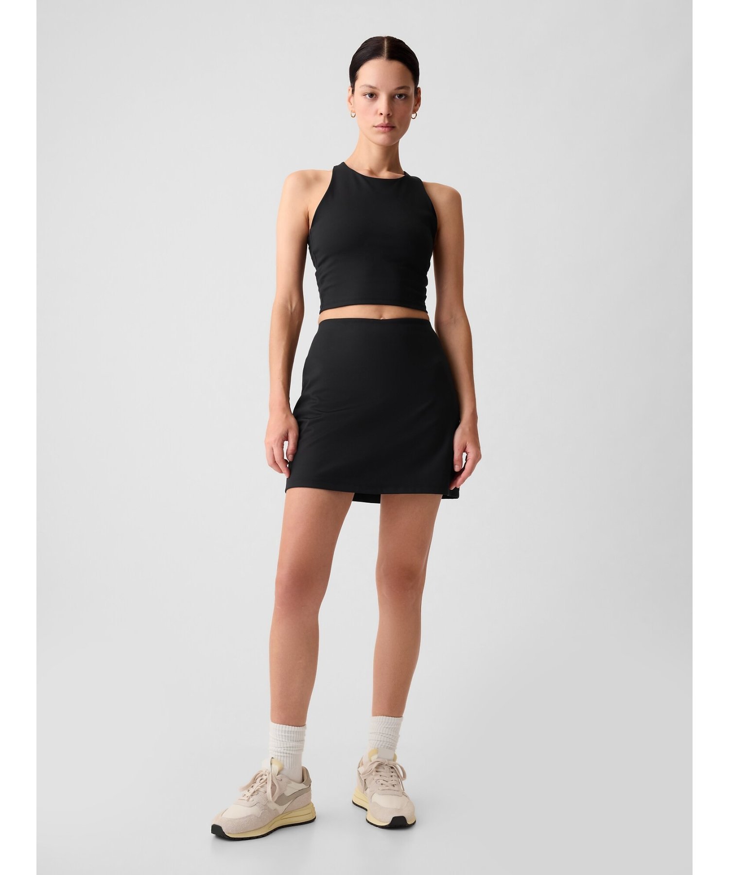 (W)GapFit Укороченный бюстгальтер-топ с высоким воротником GAP, TRUE_BLACK — фото 4
